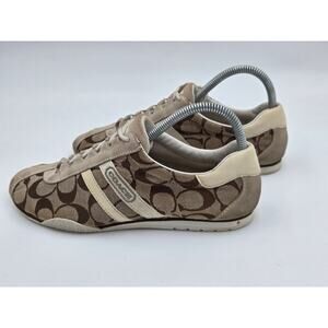 Coach Katelyn Monogram Brown Canvas Casual Lace Up Sneakers size 7.5